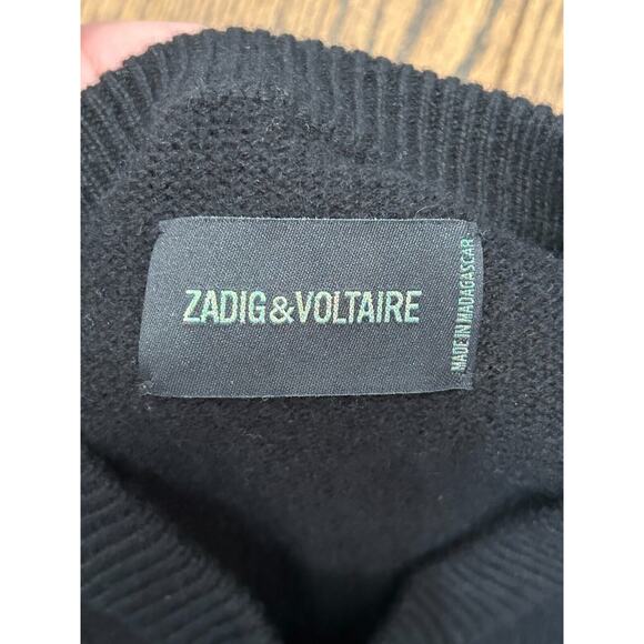 Zadig & Voltaire Sweater Womens Large Black Markus Star Print Cashmere NWOT - Picture 8 of 11